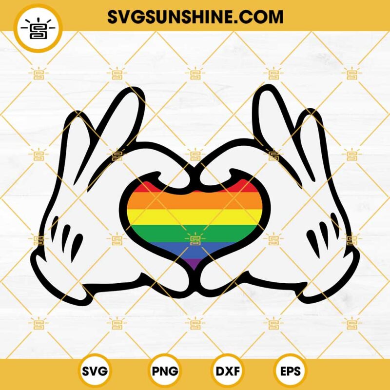 Mickey Hands Rainbow Heart Pride SVG, Mickey Mouse Gloves LGBT SVG, Pride SVG, Mickey Pride SVG