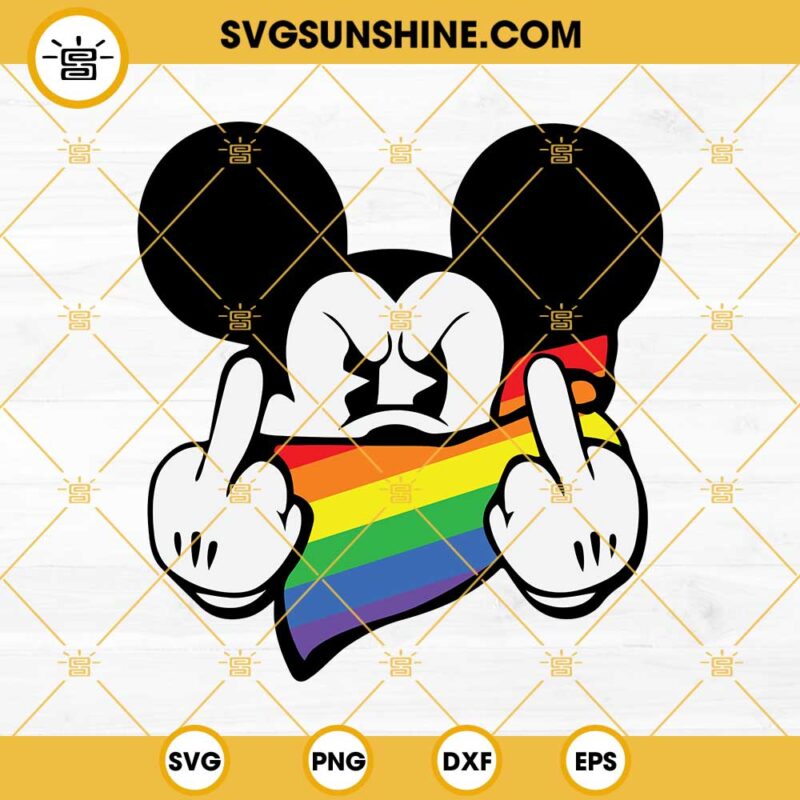 Mickey Pride SVG, Mickey Mouse Middle Finger SVG, Pride SVG, LGBT Rainbow Flag SVG