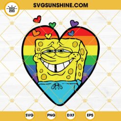 Pride Spongebob SVG, Pride Rainbow Heart SVG, Lgbt SVG, Pride SVG, Pride Month SVG