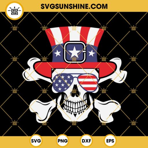 American Flag Sunglasses Skull SVG, Funny Skull 4th Of July SVG, Fourth Of July SVG, Patriotic Skull SVG