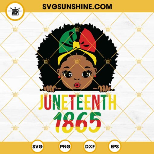 Black Girl Juneteenth 1865 SVG, Curly Hair Afro Girl SVG Little Black Girl SVG, Juneteenth SVG