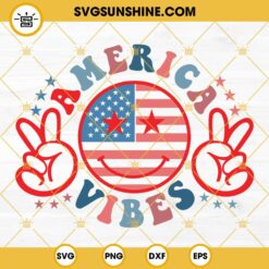 4th Of July America Vibes Smiley Face SVG, American Smiley Face SVG, 4th Of July SVG, Fourth Of July SVG
