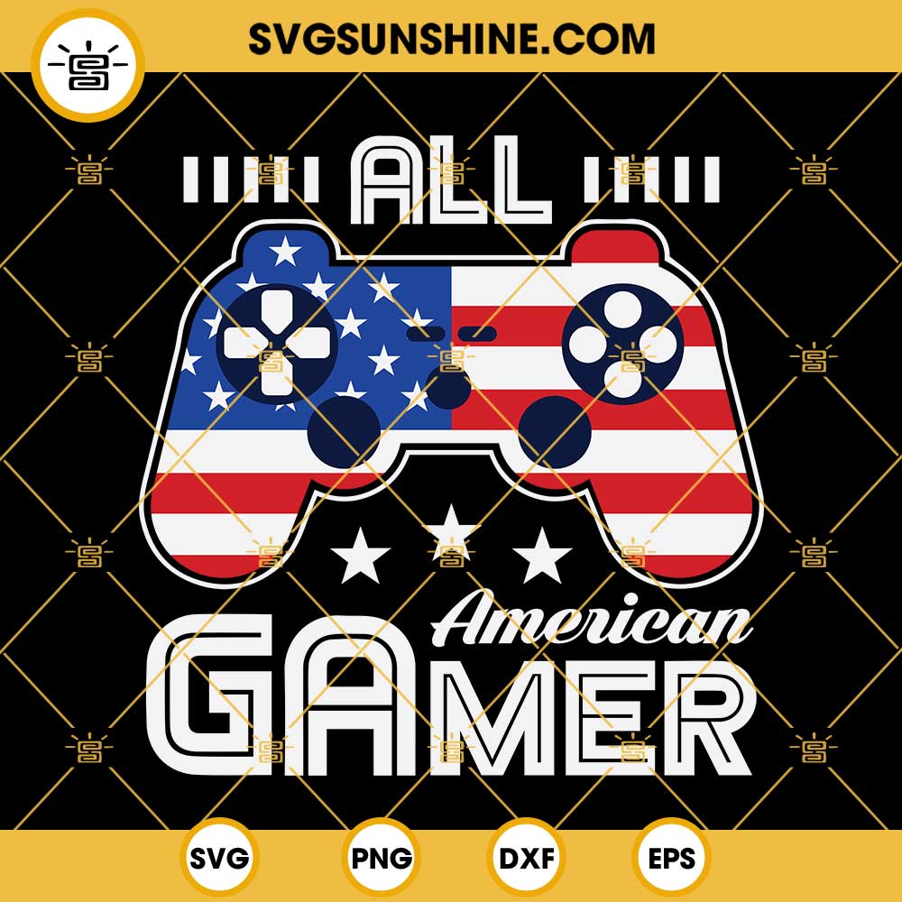 All American Gamer SVG, Patriotic 4th Of July Gamer SVG, American Video Game SVG