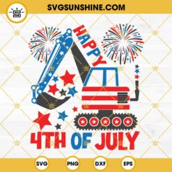Happy 4th Of July Excavator SVG, Kids 4th July Shirt SVG, 4th Of July Boy SVG