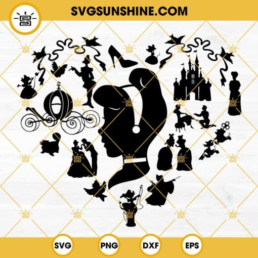 Cinderella SVG, Cinderella Clipart PNG, Princess SVG, Disney Princess SVG, Castle SVG Files For Cricut Silhouette