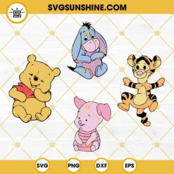 Baby Winnie The Pooh And Friends SVG Bundle, Winnie The Pooh SVG, Piglet SVG, Tigger SVG, Eeyore SVG