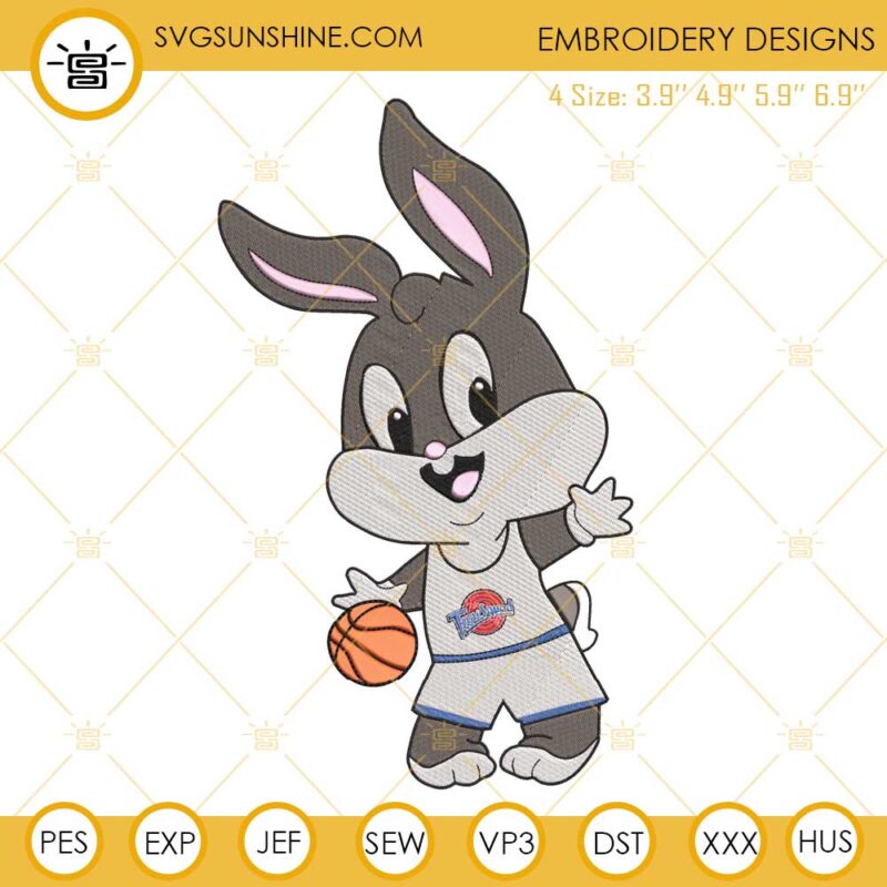 Baby Bugs Bunny Basketball Embroidery Designs, Baby Looney Tunes Embroidery Design File