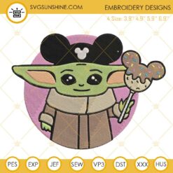 Baby Yoda Embroidery Designs, Disney Baby Yoda Mouse Ears Snacks Machine Embroidery Design
