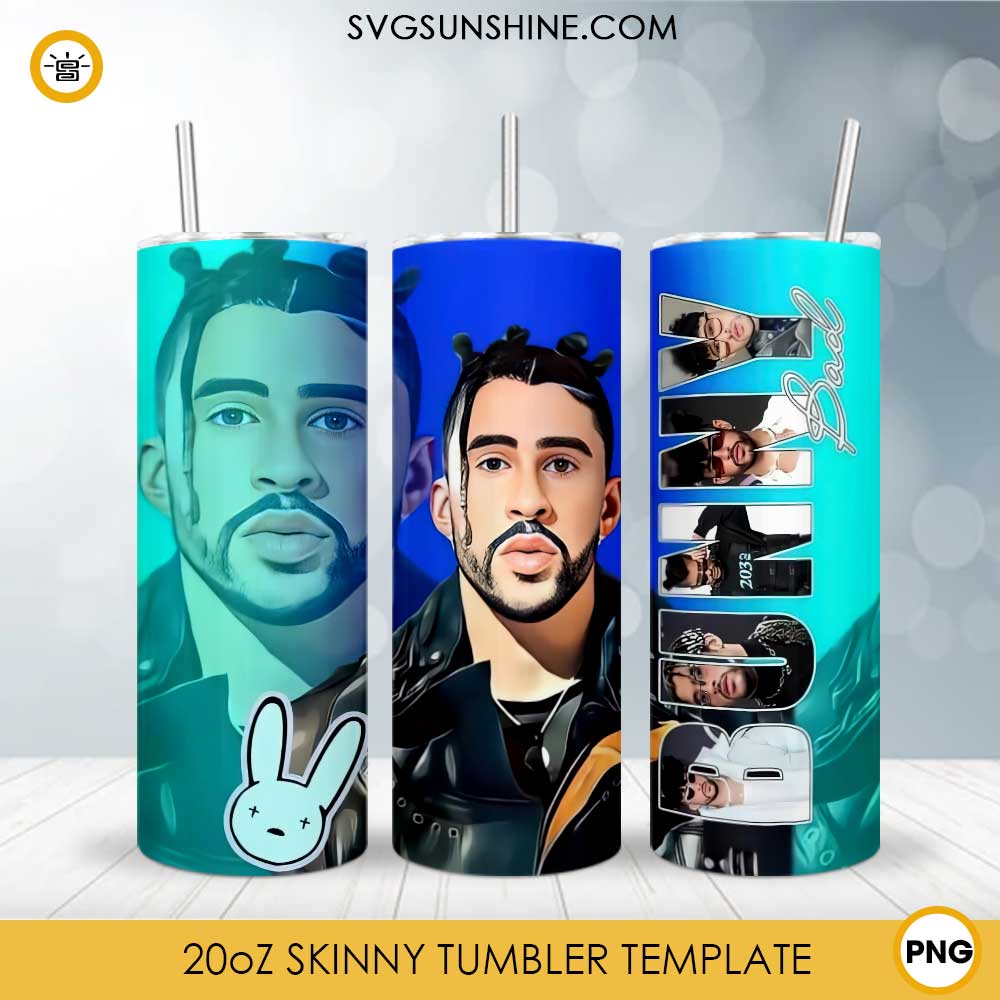Bad Bunny Tumbler Design PNG File Digital Download, Bad Bunny Posters 20oz Skinny Tumbler Template PNG