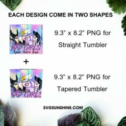 Bad Girls Disney 20oz Skinny Tumbler Template PNG, Disney Villain’s Tumbler Wrap Design PNG  Digital Download