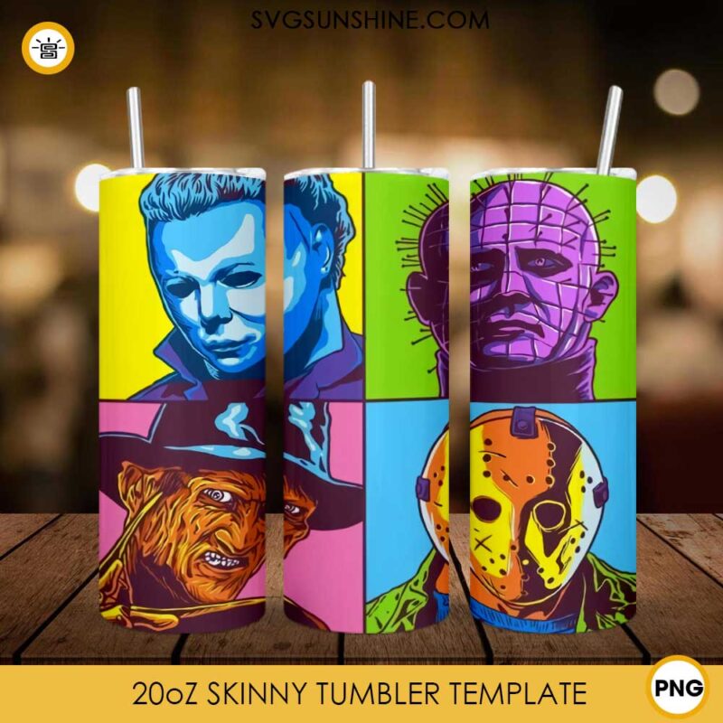 Best Horror Movie Killers Halloween 20oz Skinny Tumbler Template PNG