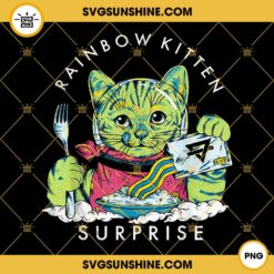 Cat Rainbow Kitten Surprise PNG, Cute Cat Eat PNG