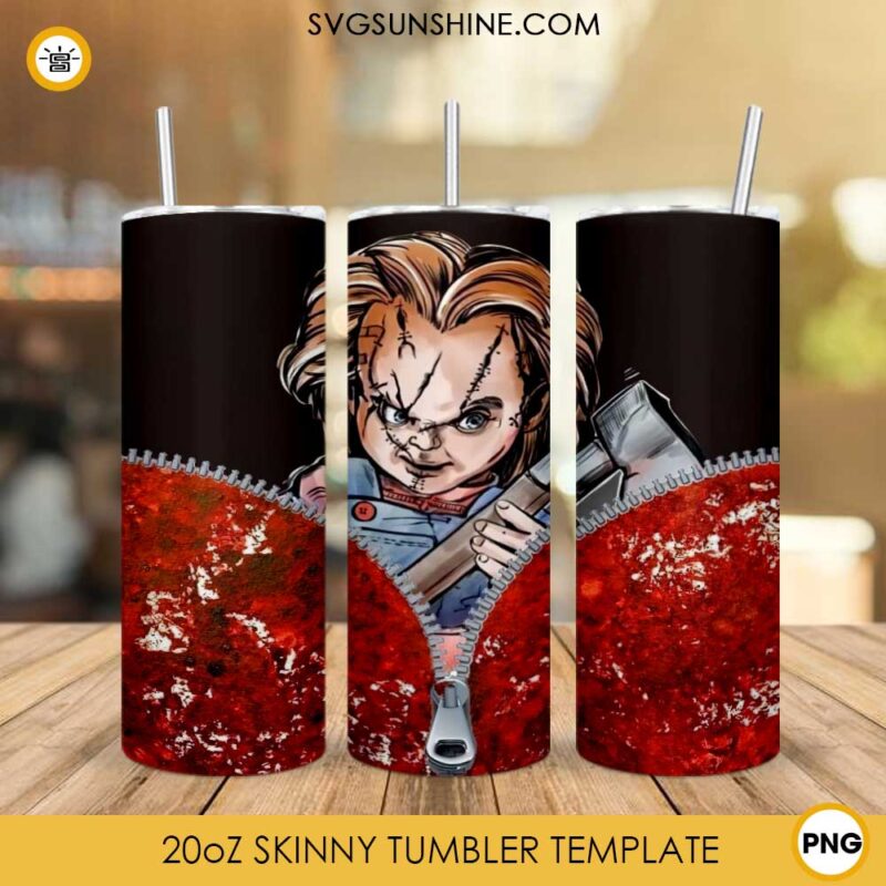 Chucky 20oz Skinny Tumbler Template PNG, Chucky TV series Halloween Skinny Tumbler Design PNG File Digital Download