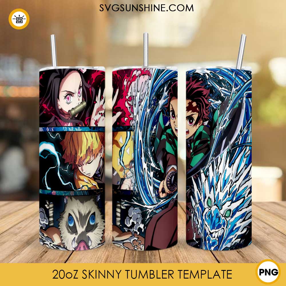 Demon Slayer Tumbler Design, Anime Skinny Tumbler Design PNG File Digital Download
