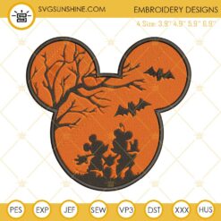 Disney Halloween Embroidery Designs, Mickey Minnie Halloween Embroidery Design File