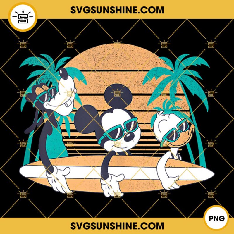 Disney Mickey And Friends Retro Surf PNG, Disney Mickey Summer PNG