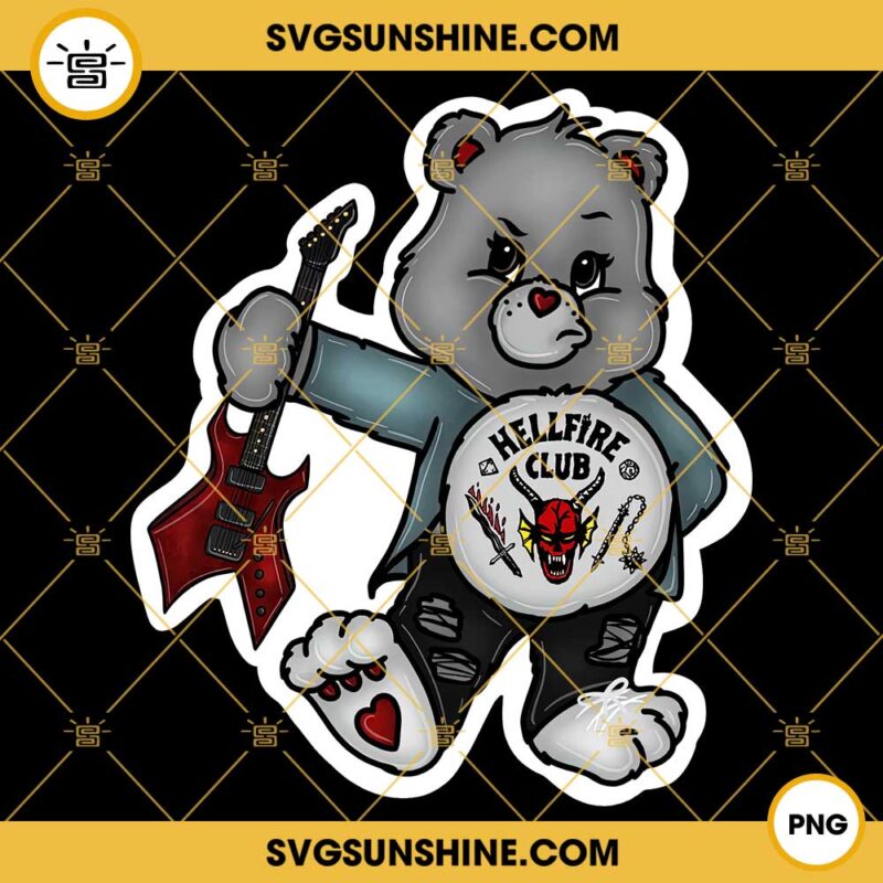 Eddie Munson Care Bear PNG, Hellfire Club PNG, Eddie Munson Guitar Rock PNG