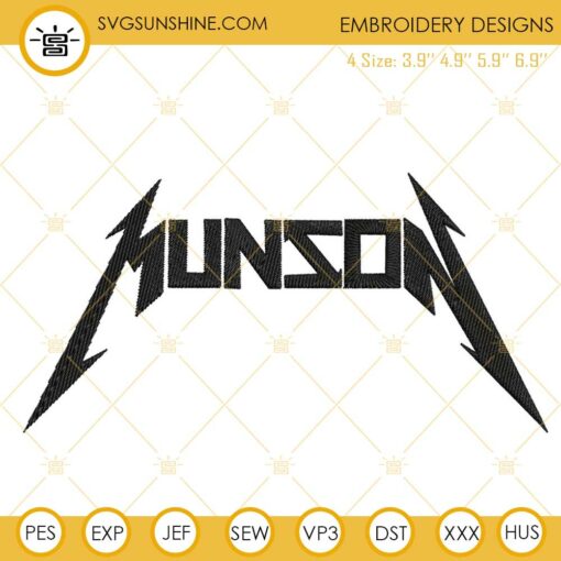 Eddie Munson Embroidery Designs, Eddie Munson Metallica Machine Embroidery Design