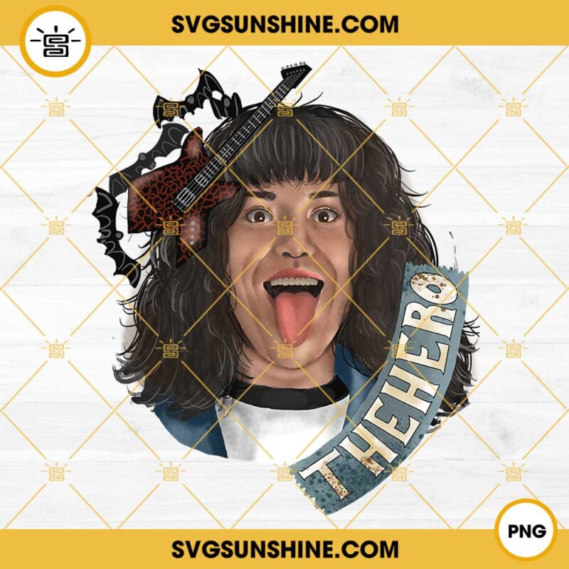 Eddie Munson The Hero PNG, Eddie Munson Face And Guitar PNG