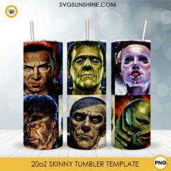 Frankenstein 20oz Skinny Tumbler Template PNG, Frankenstein Halloween Skinny Tumbler Design PNG File Digital Download
