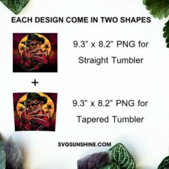 Freddy Krueger Sunglasses 20oz Skinny Tumbler Template PNG, Nightmare On Elm Street Skinny Tumbler Design