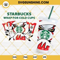 Full Wrap Christmas Pennywise Clown Starbucks SVG, Horror Clown Christmas Starbucks Cup SVG