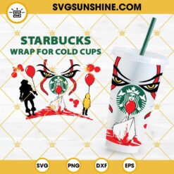 Full Wrap Starbucks Cup Pennywise IT Movie SVG, Halloween Horror Clown Starbucks Cold Cup SVG