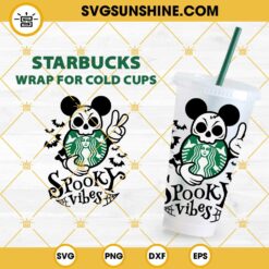 Halloween Mouse Spooky Vibes Starbucks Cup SVG, Full Wrap Dark Night Bat For Starbucks Cold Cup SVG