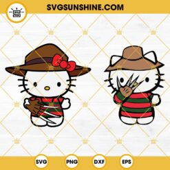 Hello Kitty Freddy Krueger SVG Bundle, Hello Kitty Horror Halloween SVG, Freddy Kueger SVG
