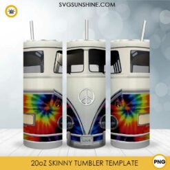 Hippie Car 20oz Skinny Tumbler Template PNG, Volkswagen Hippie Tumbler Design PNG File Digital Download