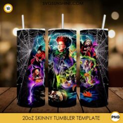 Hocus Pocus Halloween 20oz Skinny Tumbler Template PNG, Disney Halloween Skinny Tumbler Design PNG