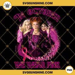 Hocus Pocus In October We Wear Pink PNG, Hocus Pocus Halloween Shirt, Sanderson Sisters Hocus Pocus PNG