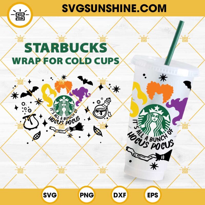 Hocus Pocus Starbucks Cup SVG, Full Wrap Hocus Pocus SVG, Halloween