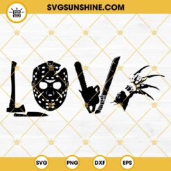 Horror Movie Love SVG, Slasher Flick Jason Mask Freddy Glove Michael Axe Chainsaw SVG, Halloween SVG