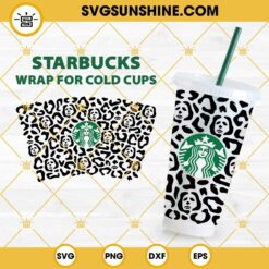 Leopard Michael Myers Starbucks Cup SVG, Halloween Full Wrap Michael Myers Leopard Print Starbucks Cup SVG