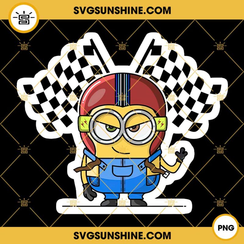 Minion PNG, Minion Racing PNG, Minion Crossed Checkered Flags PNG