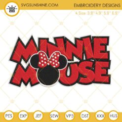 Minnie Mouse Embroidery Designs, Disney Minnie Embroidery Design File