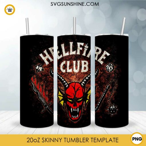 Stranger Things Hellfire Club Tumbler Design, Stranger Things 20oz Skinny Tumbler Design PNG File Digital Download