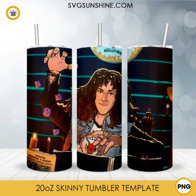 Stranger Things Eddie Munson Skinny Tumbler Design PNG File Digital Download