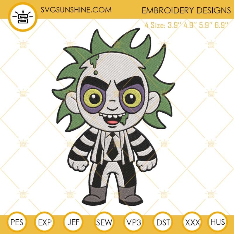 Chibi Beetlejuice Embroidery Designs, Beetlejuice Embroidery Design File