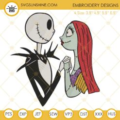 Jack and Sally Embroidery Designs, Nightmare Before Christmas Embroidery Design File