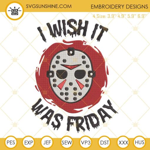 Jason Voorhees Mask Embroidery Designs, Friday the 13th Embroidery Design File