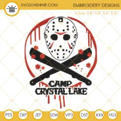 Jason Voorhees Embroidery Designs, Camp Crystal Lake Friday The 13th Embroidery Design File