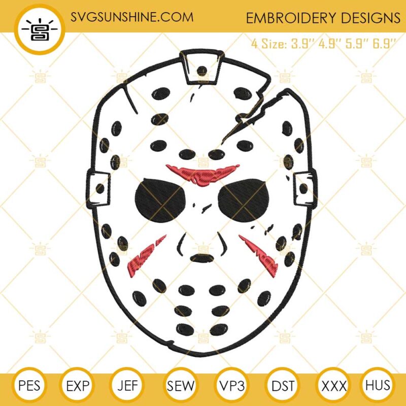 Jason Voorhees Mask Embroidery Designs, Jason Voorhees Embroidery Design File