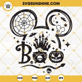 Mouse Ears Halloween Boo SVG, Disney Happy Halloween SVG, Boo Pumpkin SVG