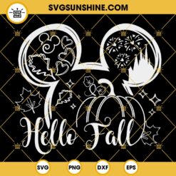 Mouse Ears Hello Fall SVG, Mouse Ears Autumn SVG, Hello Fall SVG