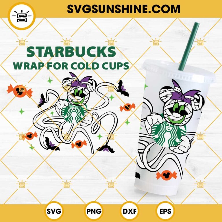 Mummy Minnie Mouse Starbucks Cup SVG, Disney Halloween Starbucks Cold