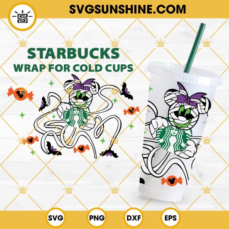 Mummy Minnie Mouse Starbucks Cup SVG, Disney Halloween Starbucks Cold