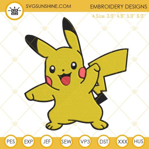 Pikachu Machine Embroidery Design File, Pikachu Embroidery Designs
