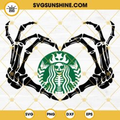 Skeleton Hearts Starbucks SVG, Halloween Skeleton Hands Starbucks Cup SVG, Skeleton Starbucks Logo SVG